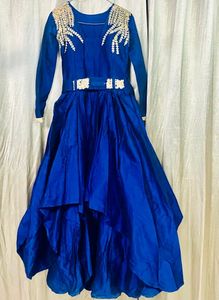 Elegant Royal Blue Embroidered Gown