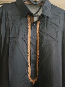Black Men's Kurta Pajama Set