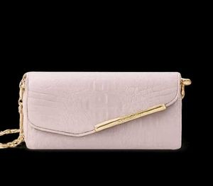 Elegant Pink Croc Embossed Clutch Bag