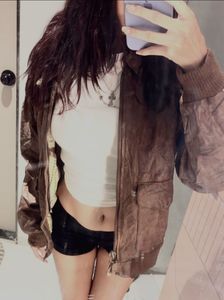 Vintage Brown Leather Bomber Jacket