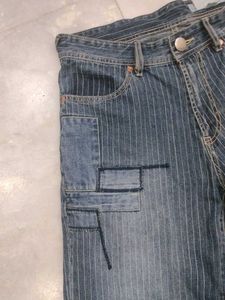 Vintage Retro Striped Patchwork Denim Jeans