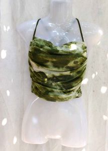 Green Tie-Dye Halter Top