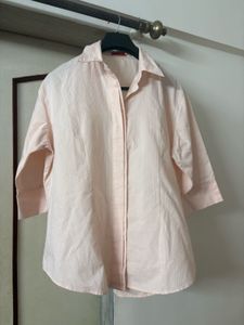 Elegant Pink Self-Striped Shirt