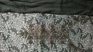 Grey Floral dress material Set with Dupatt