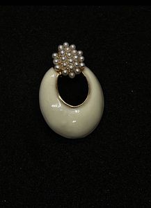 Chic Cream Enamel &amp; Pearl Drop Earrings