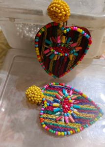 Multi beaded and stone earing