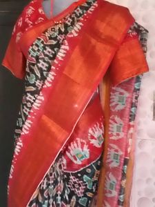 1-TimeUsed ElegantIkkatSilkSaree +StichedBlouse