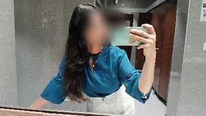 Blue V-Neck Flared Sleeve Top