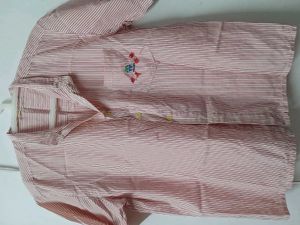 Red Striped Button-Up Shirt