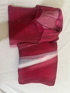 NEW Korean Burgundy &amp; Grey Pleated Co-ord Set