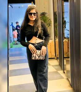 Stylish Crop Top & Jeans Outfit with sling bag