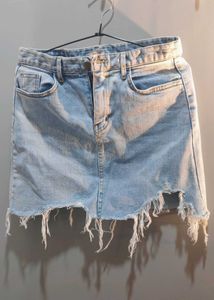 Distressed Denim Mini Skirt