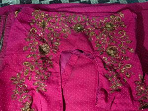 Embroidered Pink Saree