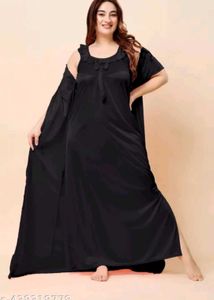 Satin Lace Trim Nightgown with shrug