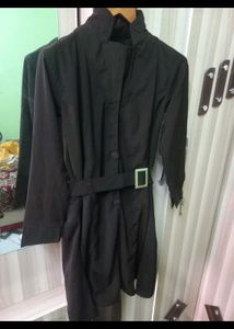 Chic brown Mini coat Dress with Belt