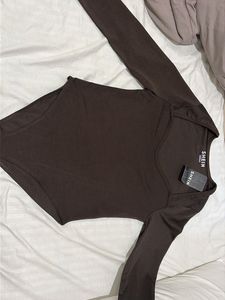 Shein Brown Long Sleeve Bodysuit