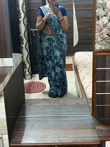 Elegant Blue Printed Saree