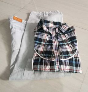 Wide Jeans pant with Shirt