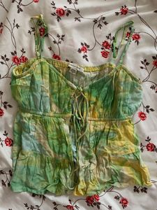Boho Tie-Front Ruffle Top