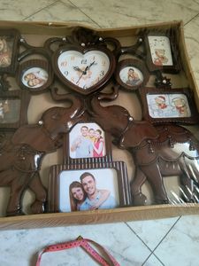 Family Photo Frame With Clock Wall Hanging
