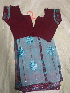 Beautiful Party Wear Saree with stitched blouse