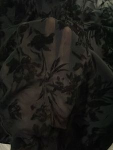 Black Mesh Floral Long Sleeve Top