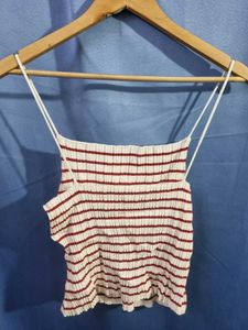 H&amp;M Striped Sleeveless Crop Top