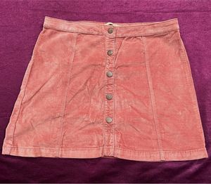 Corduroy Button-Front Skirt