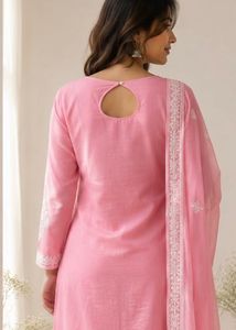 Pink Embroidered Kurta Set with Dupatta