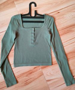 Olive Green Long Sleeve Top