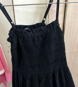 Black Smocked Spaghetti Strap Dress