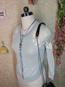 Light Blue Floral Cardigan