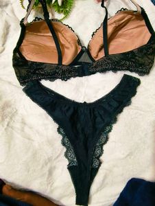 Elegant Black Lace detail lingerie set