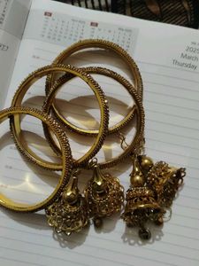 Traditional Gold Tone Bangles with Tassel