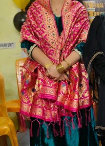 Elegant Ethnic velvet anarkali with bnarsi Shawl