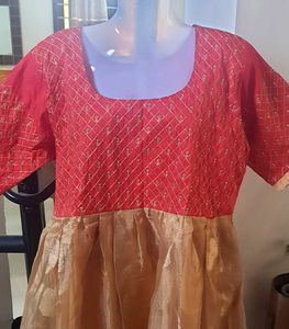 Elegant Red &amp; Gold Maxi Dress