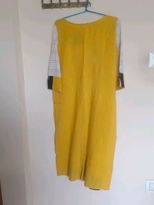 Stylish Yellow &amp; White Checkered Kurta