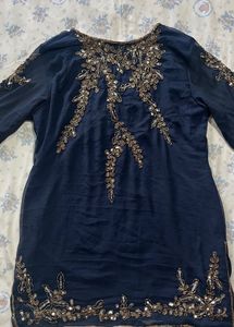 Embellished Navy Blue Kurta