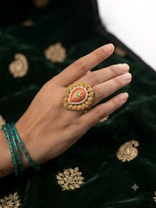 Exquisite Statement Ring with Coral