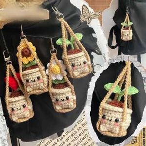 Cute Crochet Plant Pot Keychains