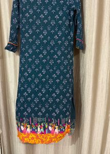 Rangriti  Teal Kurta with Vibrant Elephant