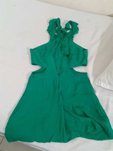 Green Cut-Out Halter Dress