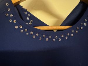 Navy Blue Cold Shoulder Dress with Sequins