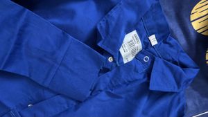 Vibrant Blue Button-Up Cropped Shirt