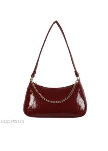 Maroon Textured Handbag