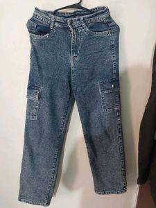 Blue Wash Cargo Jeans