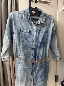 Acid Wash Denim Shirt Dress