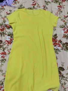 Bright Yellow Ribbed Mini Dress