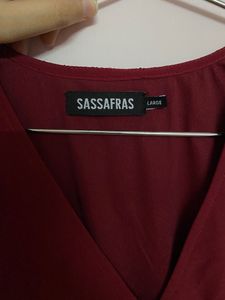 Sassafras Bell Sleeves Maroon Top