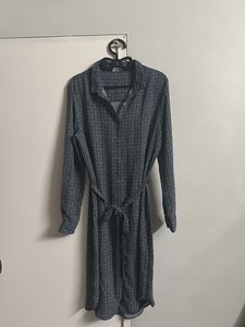 Patterned Button-Up Midi Dress